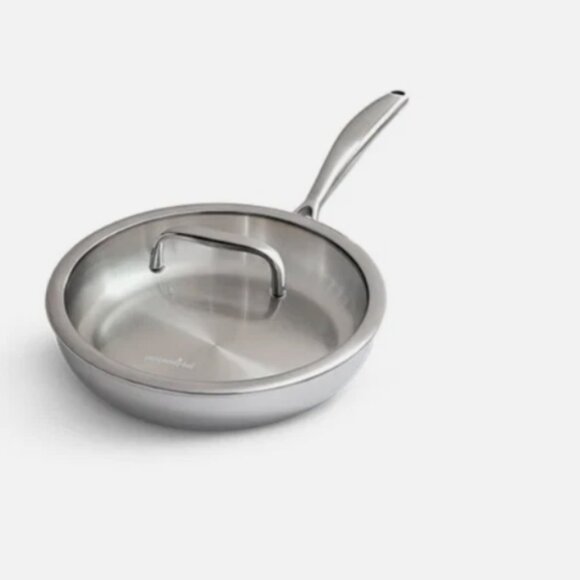 Pampered Chef Stainless Steel 10" Skillet Frying Pan with Cover 2 1/4 Quart NIB - Picture 3 of 7